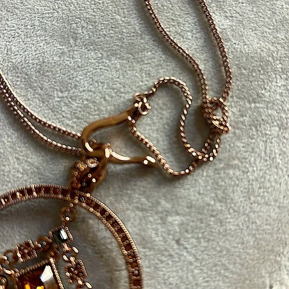 NWOTAuthentic Givenchy Necklace.Adjustable short/longRose color/Rhinestone Amber - Picture 4 of 10